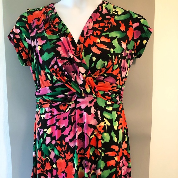 Lovely Nina Leonard Colourful Dress Size Large. - Picture 1 of 13